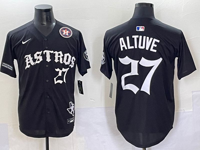 Men 2025 Houston Astros #27 Altuve Black Seven generations Joint Name Nike MLB Jersey style 10